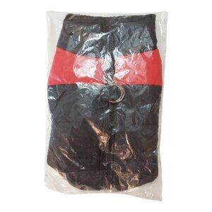 Black Dog Winter Puffer Coat Red Stripe Zipper Medium (Fits Small)
